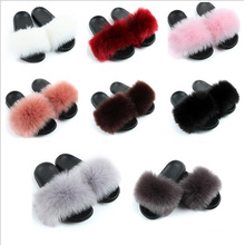 Women Warm Faux Fur Home Slippers Ladies Soft Plush Furry Female Open Toe Women's House Shoes Fashion Woman Slides